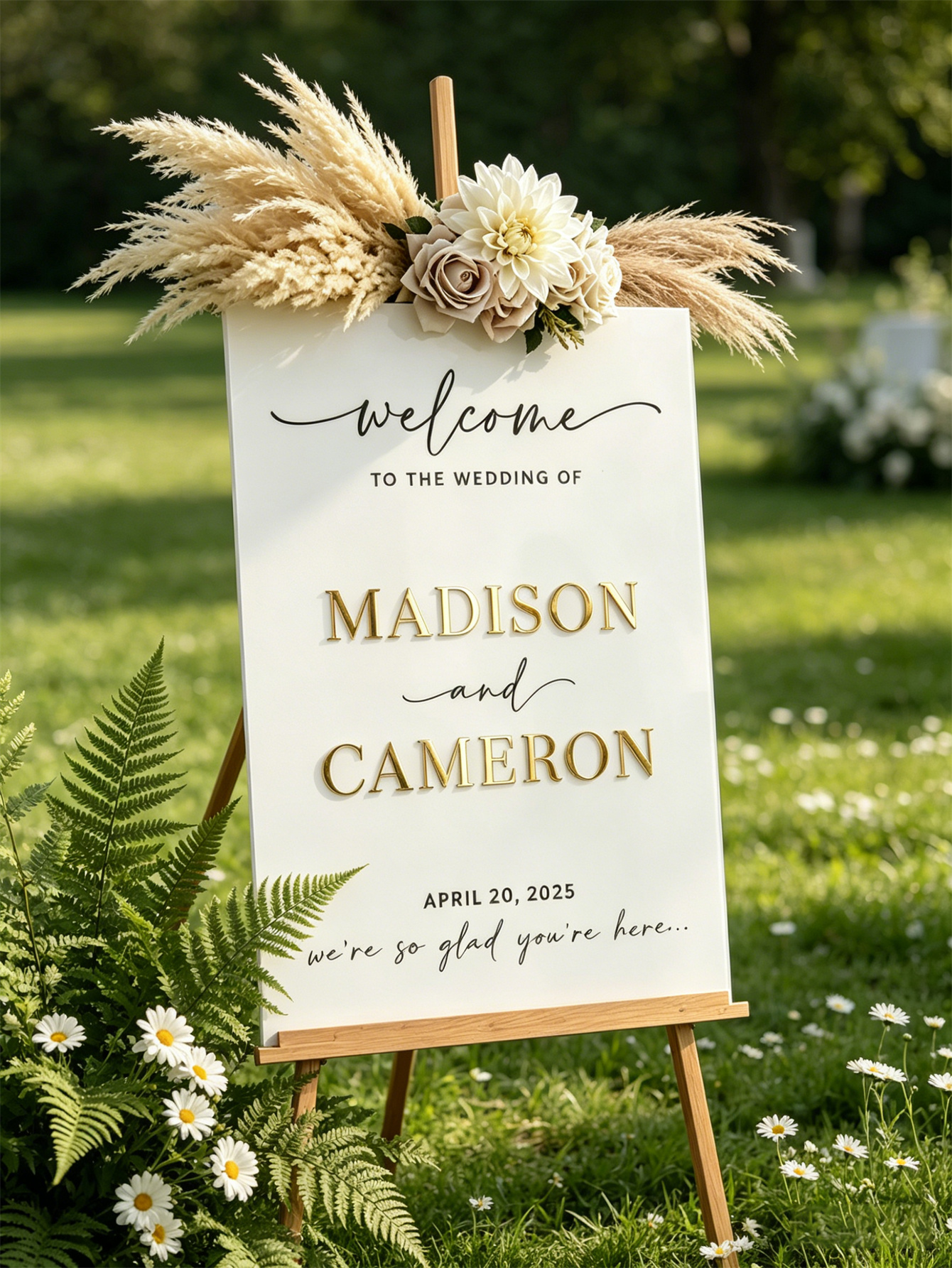 Minimalist Vertical Acrylic Wedding Entrance Board